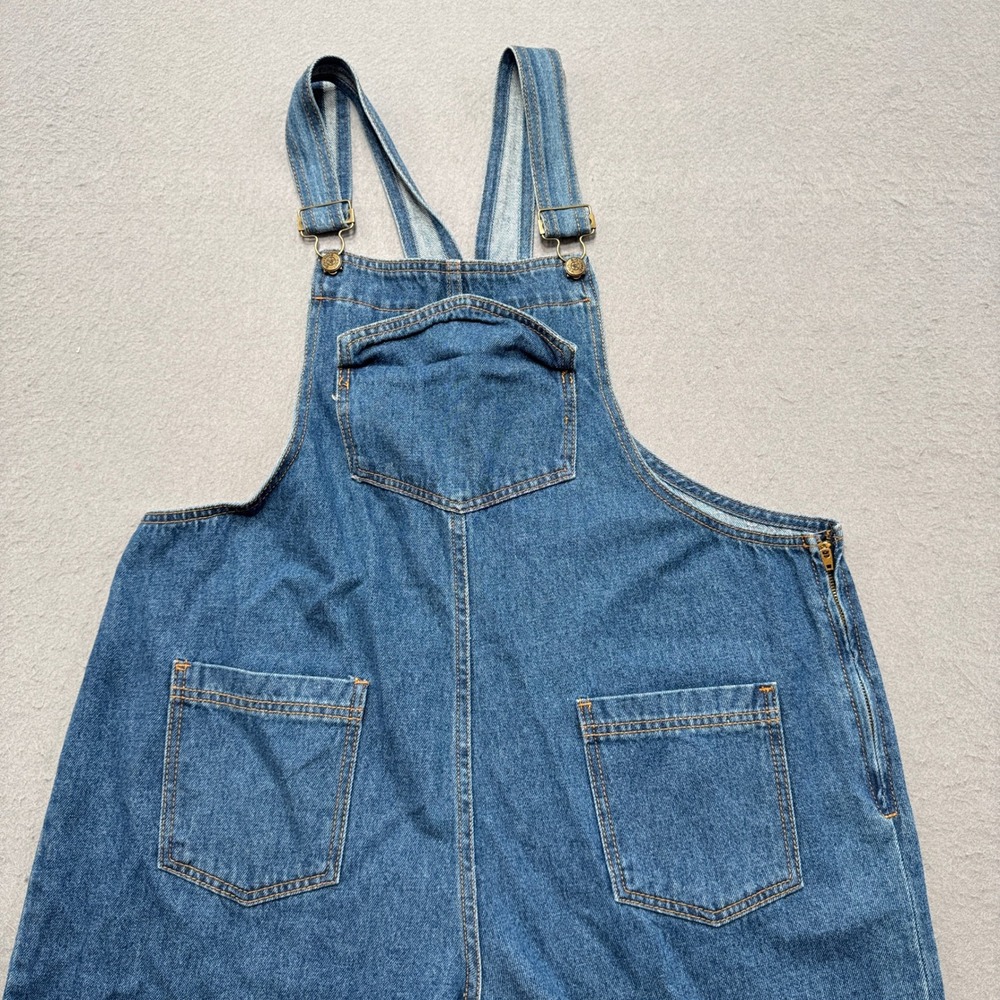 Big Star Denim Overalls Womens 2XL Blue Wide Leg Side Zip Workwear Dungarees USA